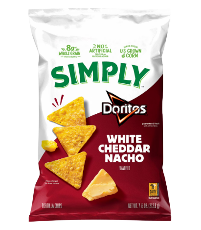 Simply Doritos White Cheddar Nacho Flavored Tortilla Chips – 7.5 oz