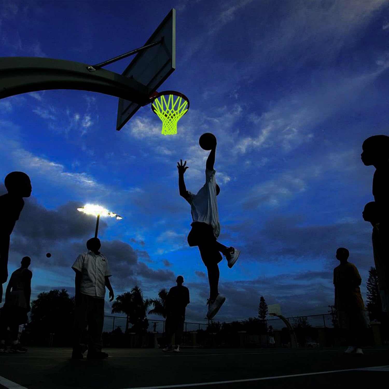 Glow Basketball Net, Nightlight Basketball Net Luminous Outdoor Portable Sun Powered Sport Nylon - Image 4