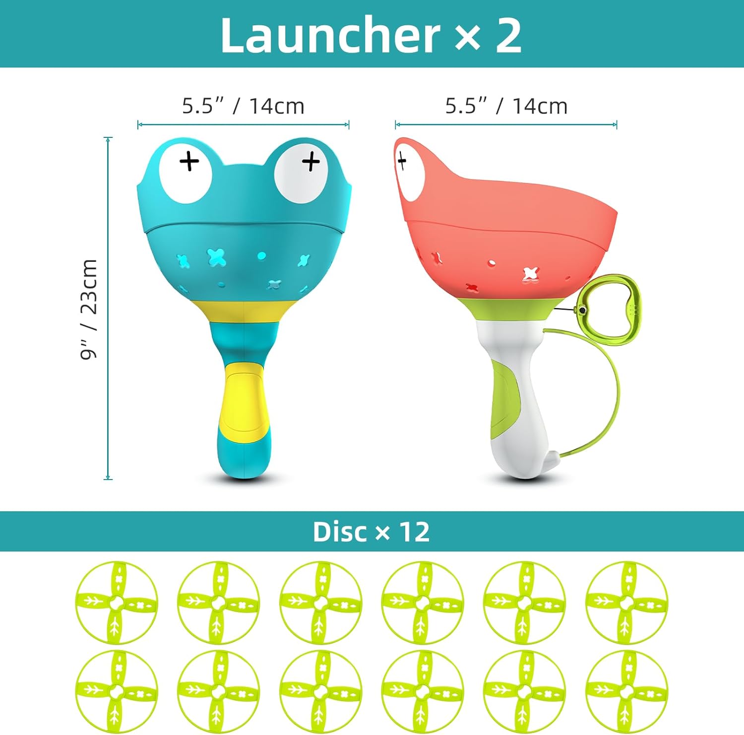 Flying Disc Launcher Toy (2 Packs), Manual Capture Catching Disk Game, Outdoor Toys for Kids Ages 4-8, Outside Yard and Lawn Family Games for Toddlers 3-5, Birthday Gifts for Girls and Boys - Image 2