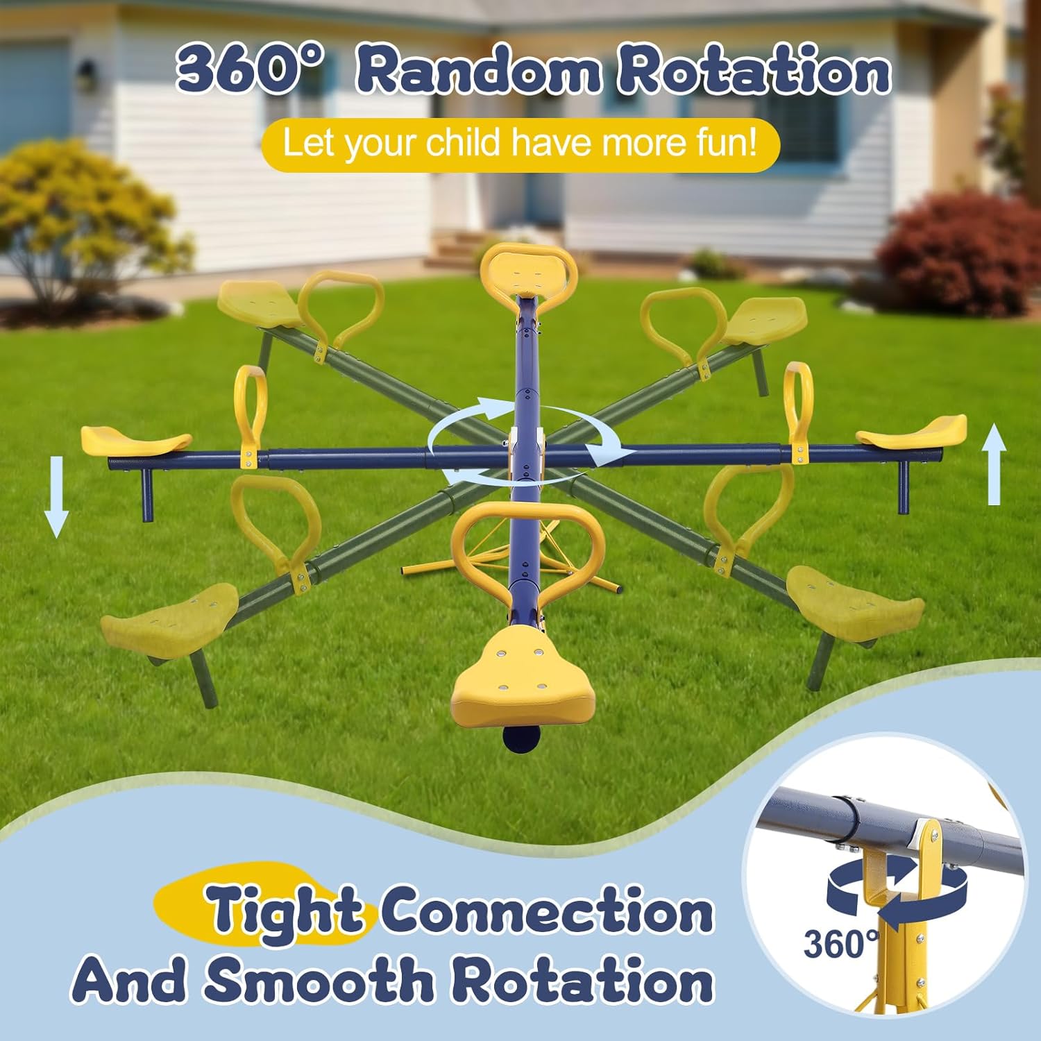Seesaw for Kids Outdoor, Heavy Duty 250LB 360° Rotating Seesaw Outdoor Teeter Totter with Sit and Spin Design for Backyard Park & Balcony Ideal Outdoor Toys for Kids Ages 3 4 5 6 7 8 - Image 3