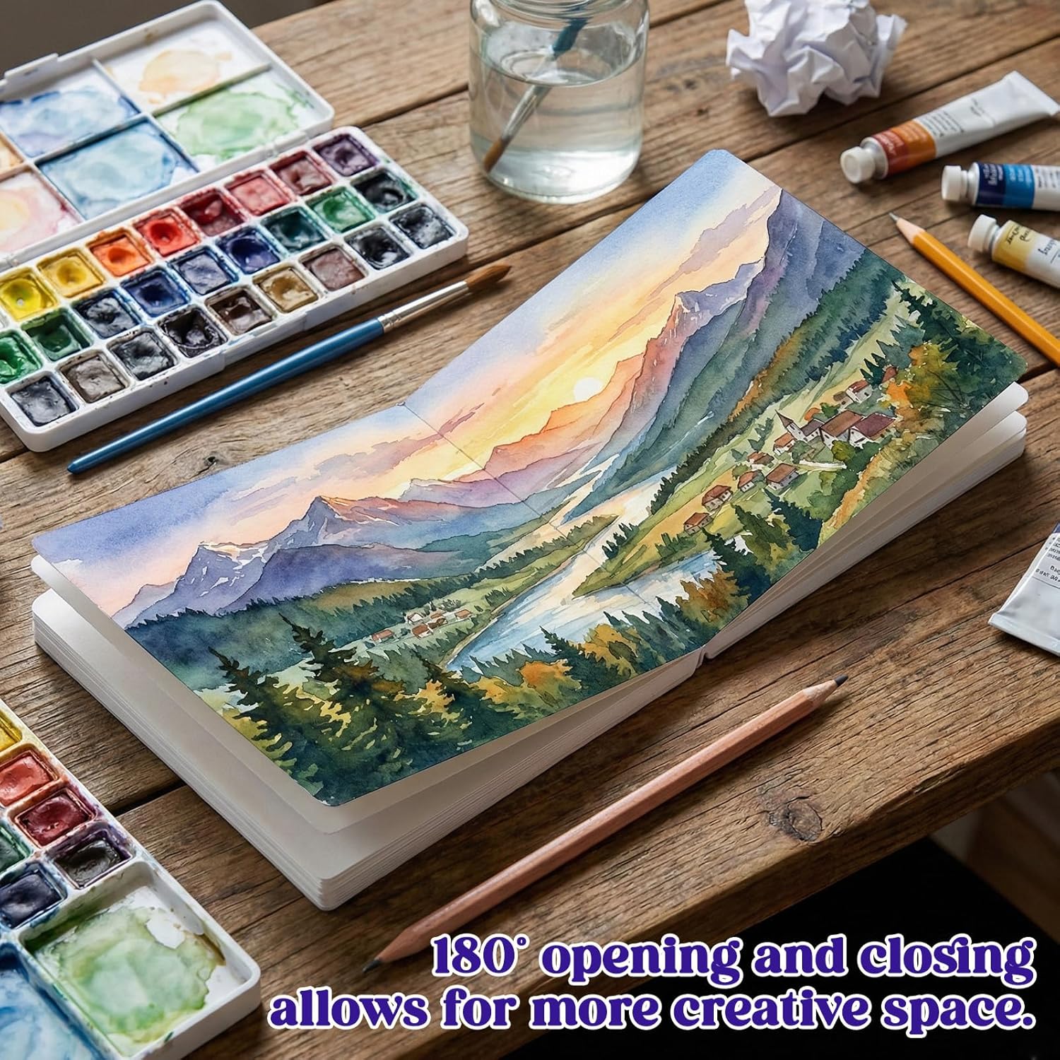 Acrylic Paint Sketch Book 4.92 X 4.92 Inch Watercolor Journal Sketchbook 28 Sheets Art Marker Journal Watercolor Sketch Book Water Color Paper Books for Acrylic Drawing Painting - Image 3