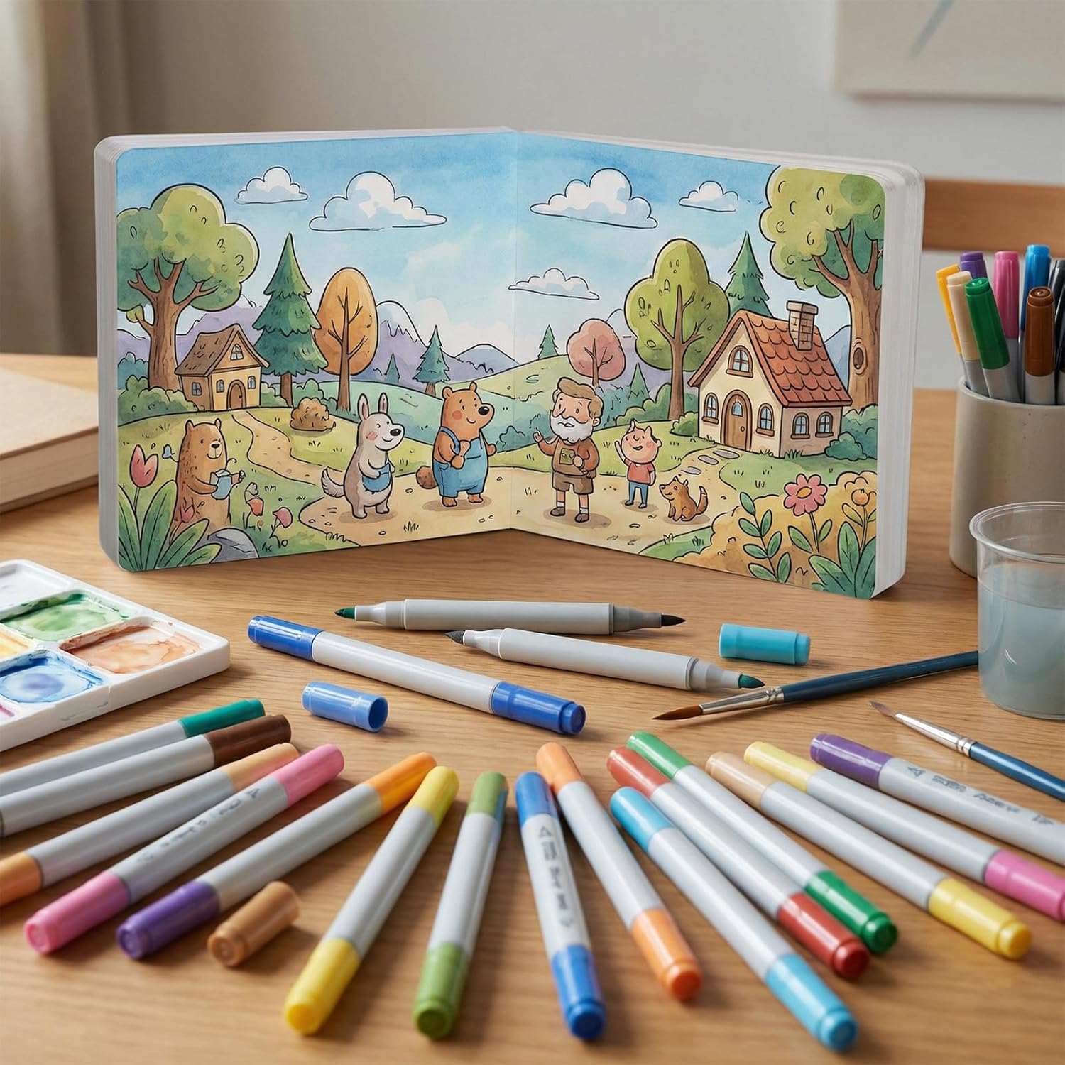 Acrylic Paint Sketch Book 4.92 X 4.92 Inch Watercolor Journal Sketchbook 28 Sheets Art Marker Journal Watercolor Sketch Book Water Color Paper Books for Acrylic Drawing Painting - Image 6