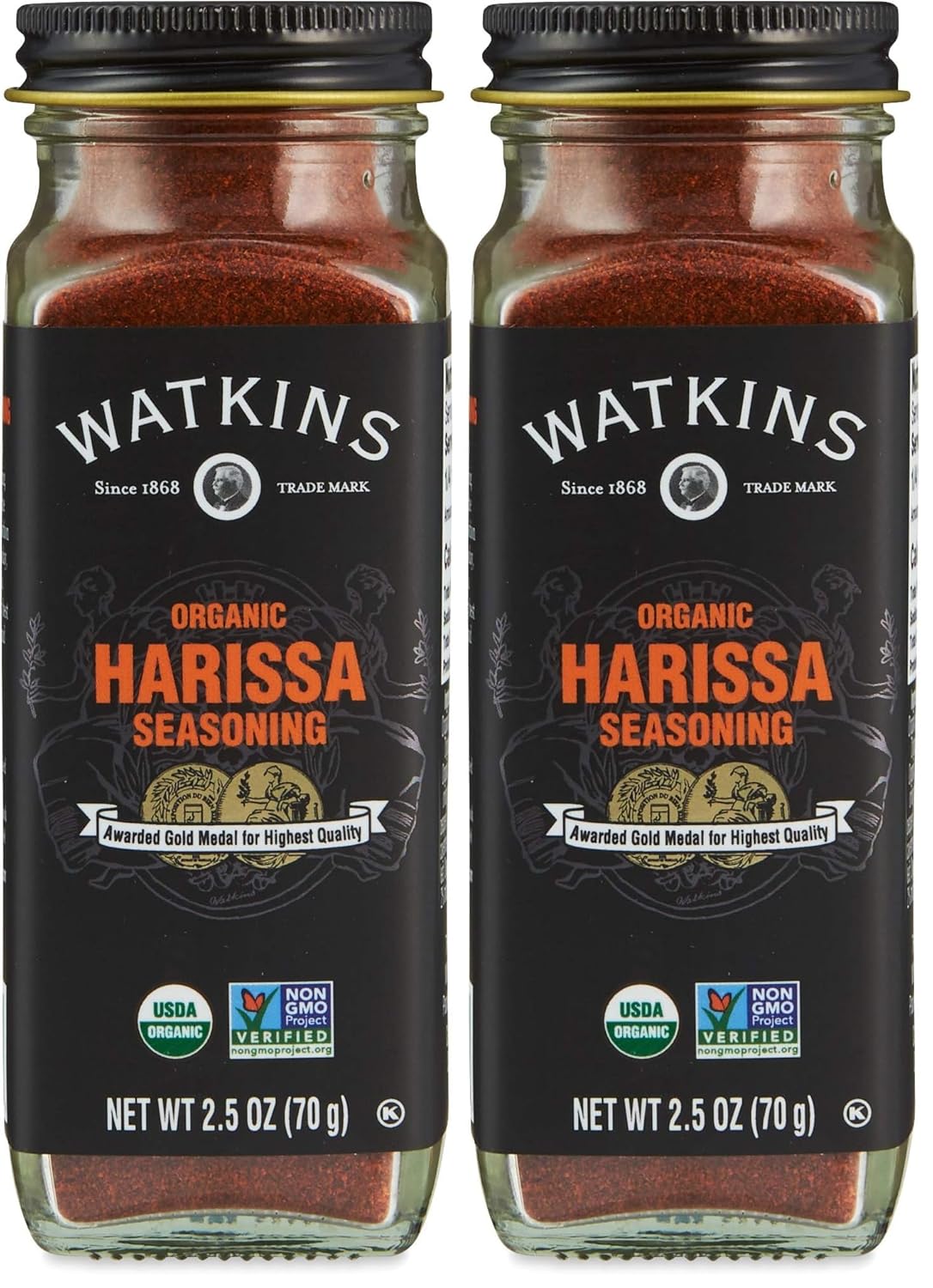 Watkins Gourmet Organic Spice Jar, Harissa, Non-GMO, Kosher, 2.5 oz. Bottle, 2-Pack